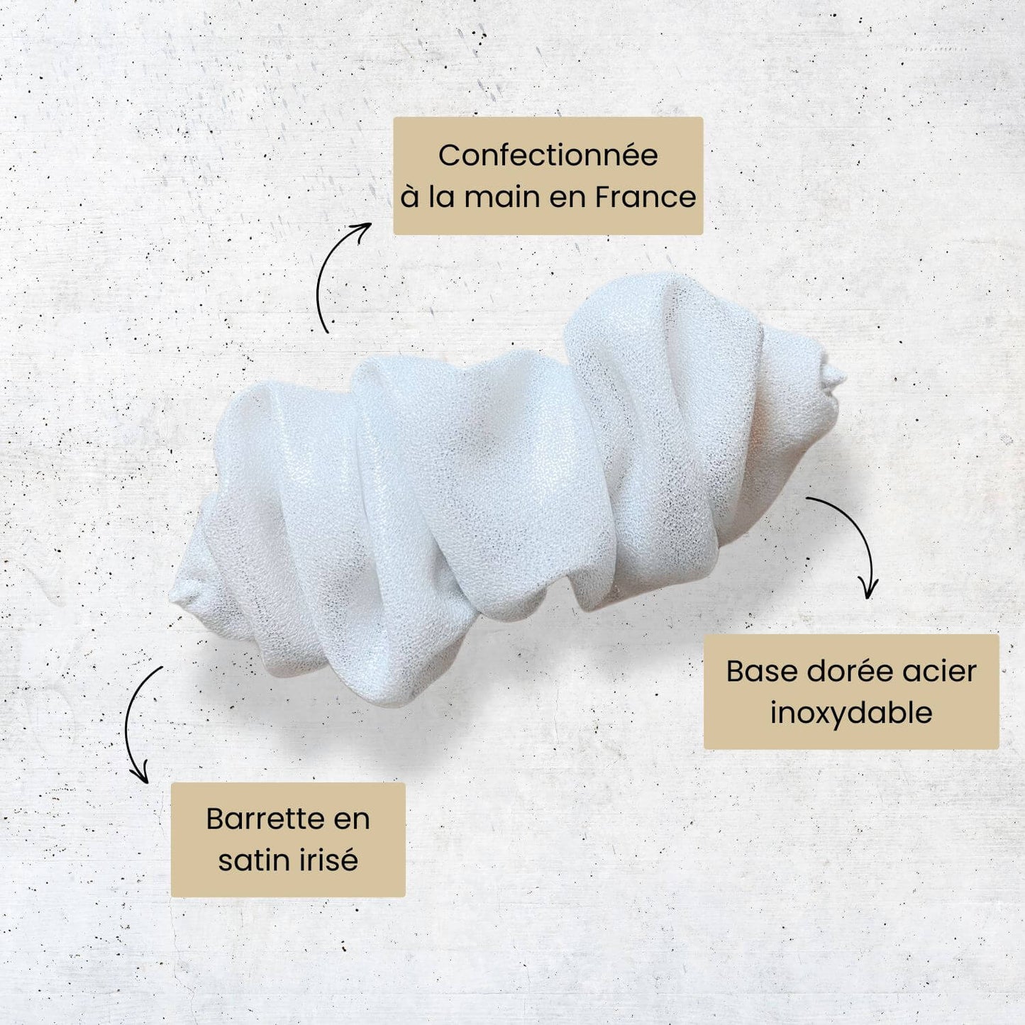Avantage barrette chouchou blanc nacré Made in france pour coiffure mariée