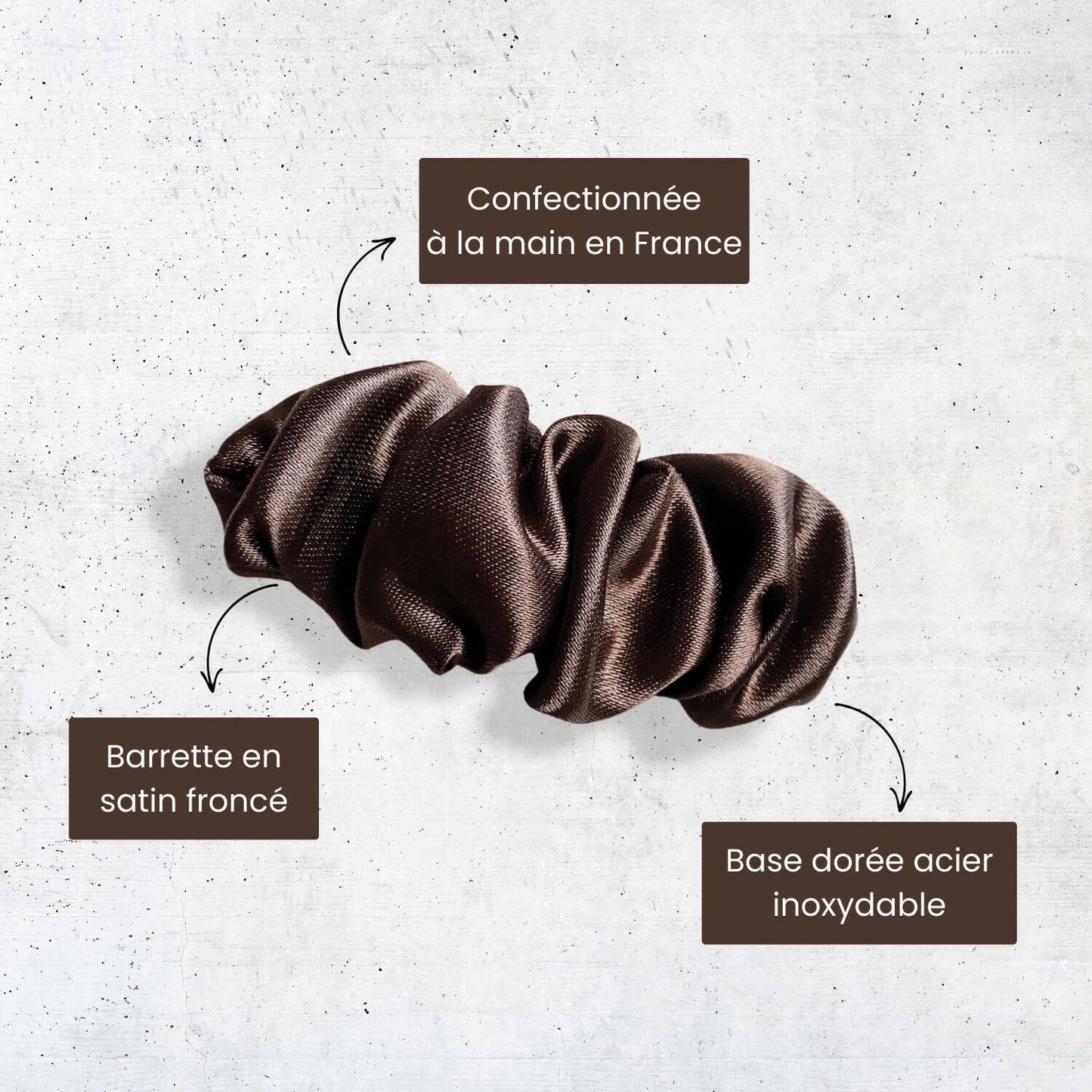 Avantages barrette chouchou pour cheveux en satin marron made in France
