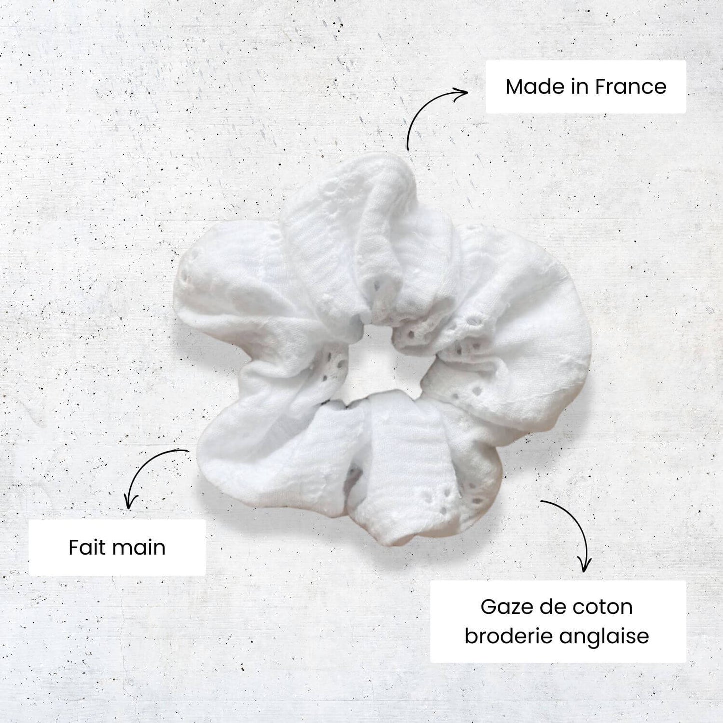 chouchou pour cheveux en gaze de coton broderie anglais