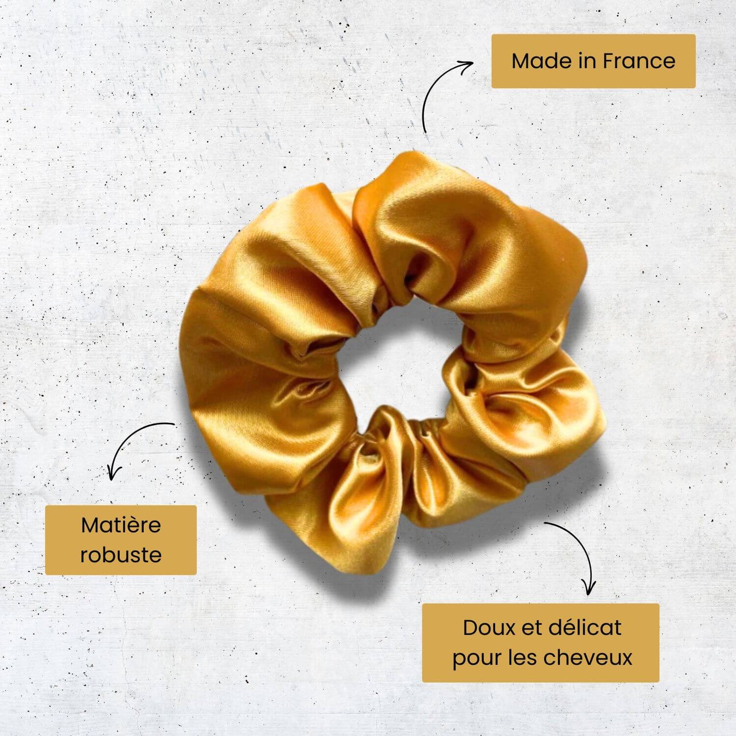 chouchou en satin doré pour cheveux. Violette et Rose marque de chouchou pour cheveux made in france