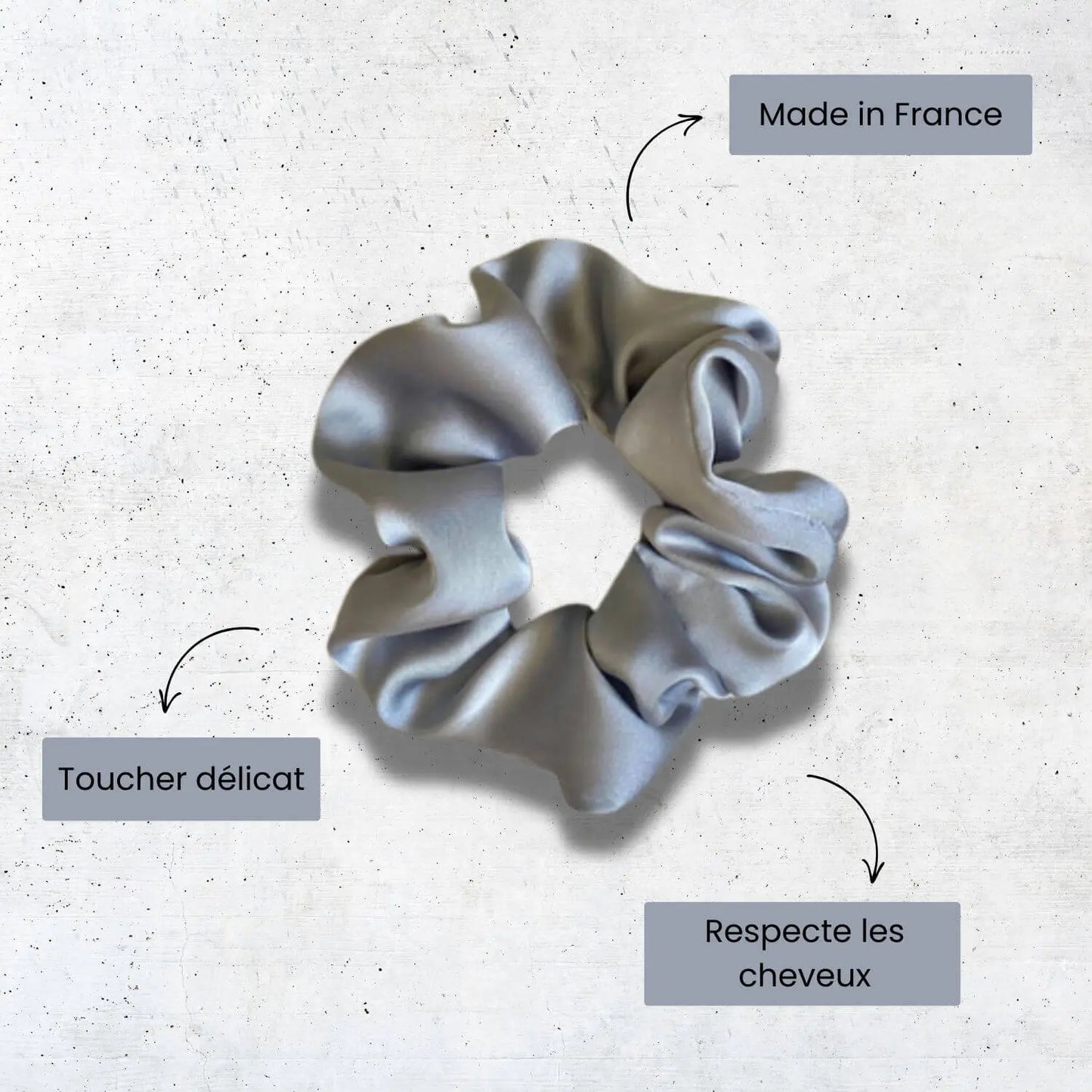 chouchou en satin gris pour cheveux Violette et Rose