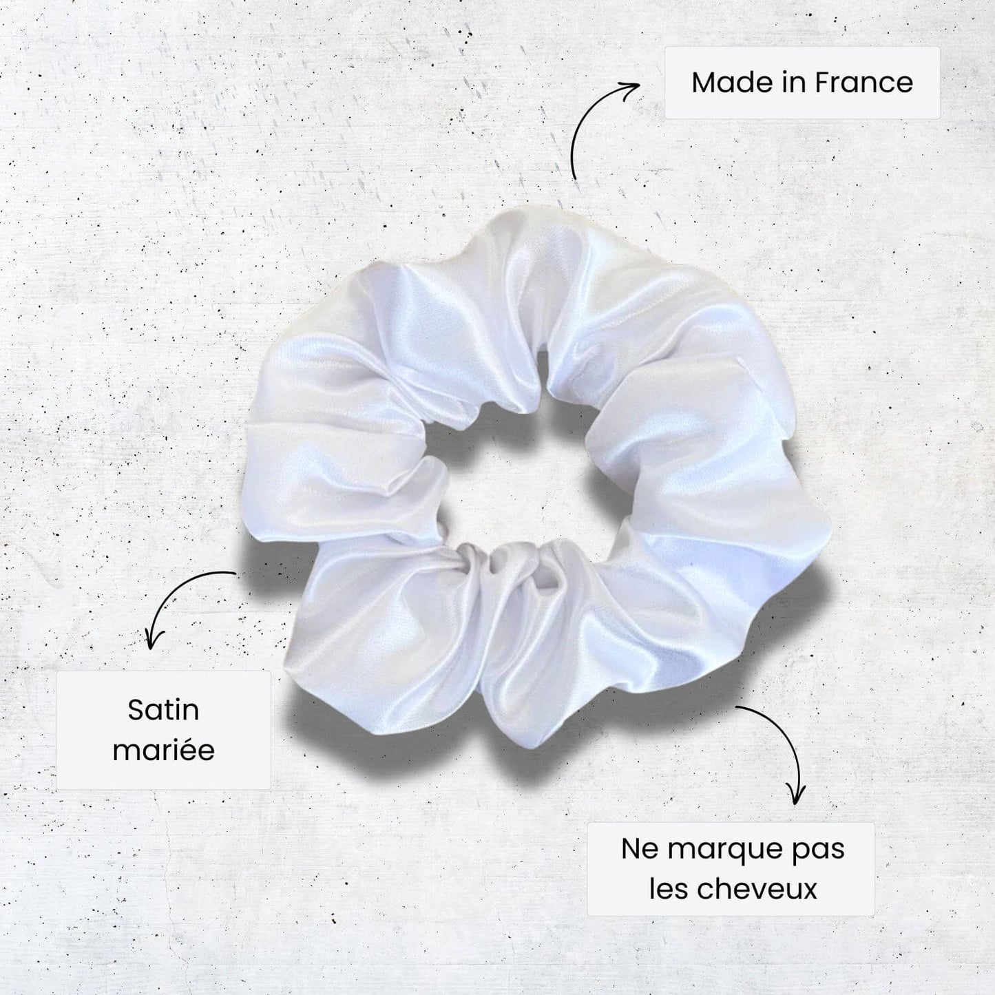 avantages chouchou en satin pour cheveux blanc made in france et fait main