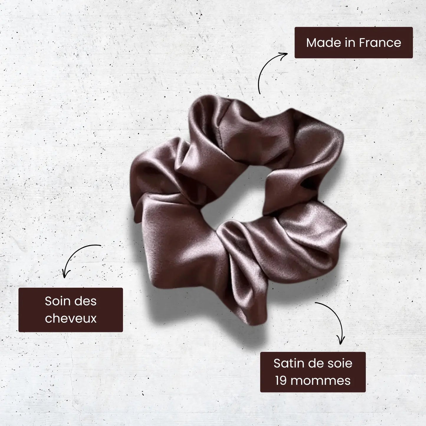 chouchou en soie marron pour cheveux fait main et made in france