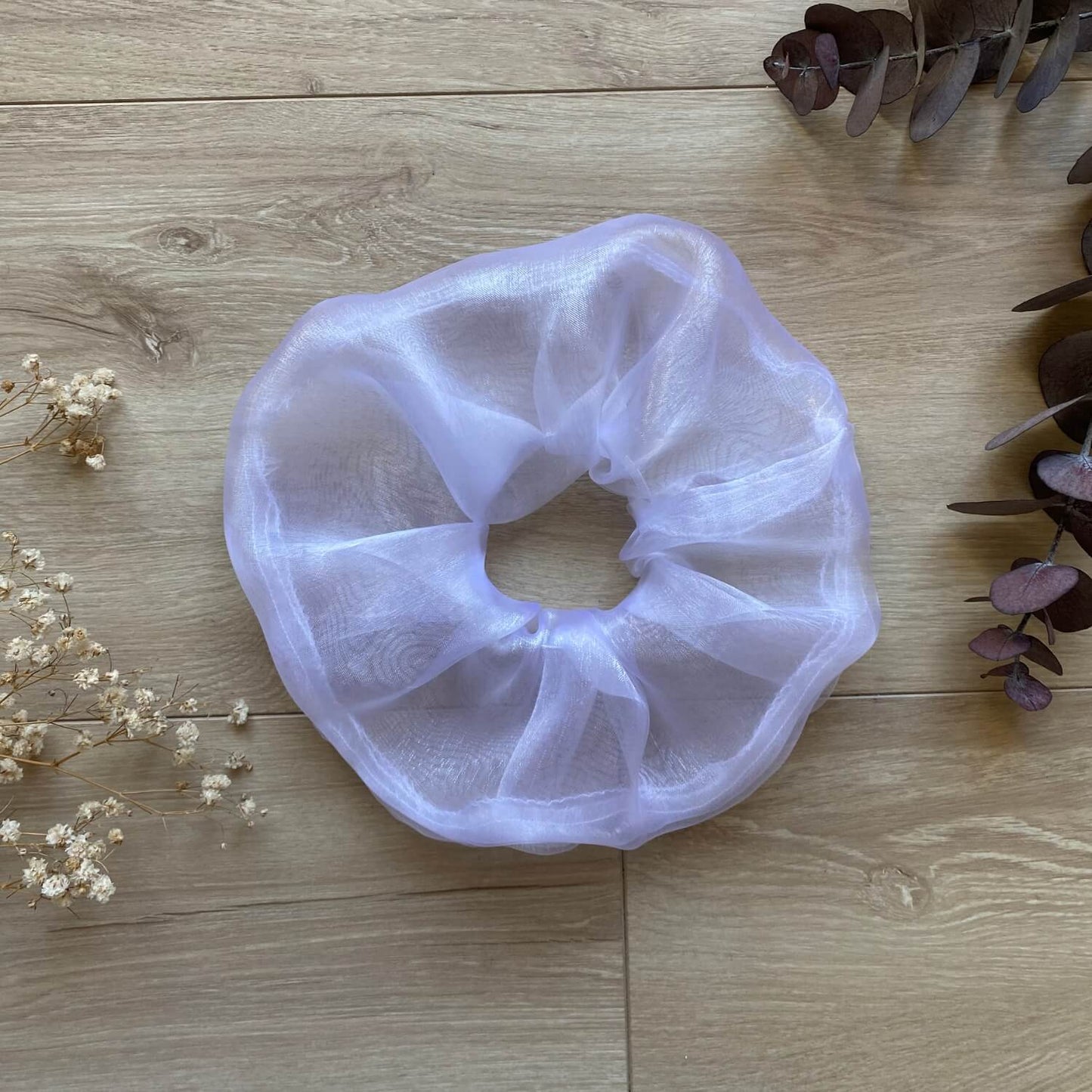 chouchou pour cheveux géant blanc en organza pour coiffure de mariée