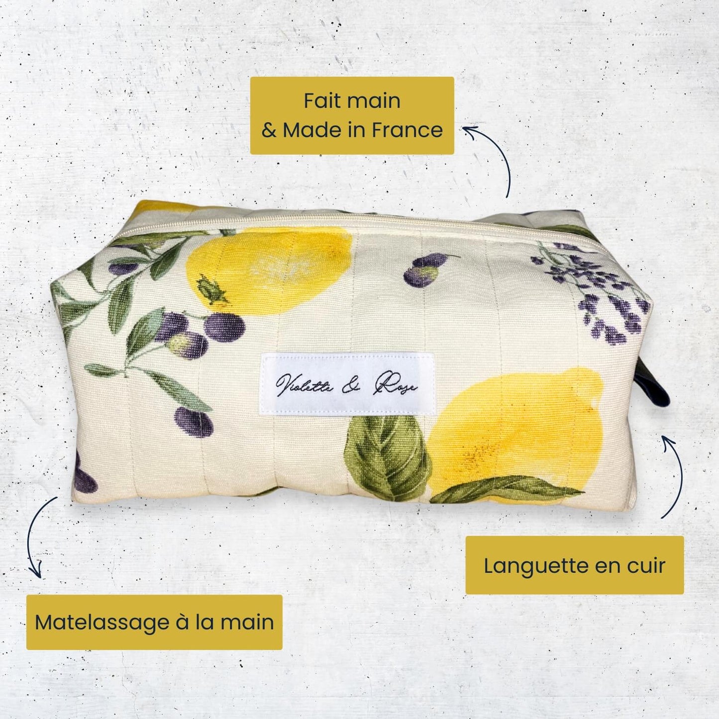 Trousse de toilette citron Dolce Vita Violette & Rose