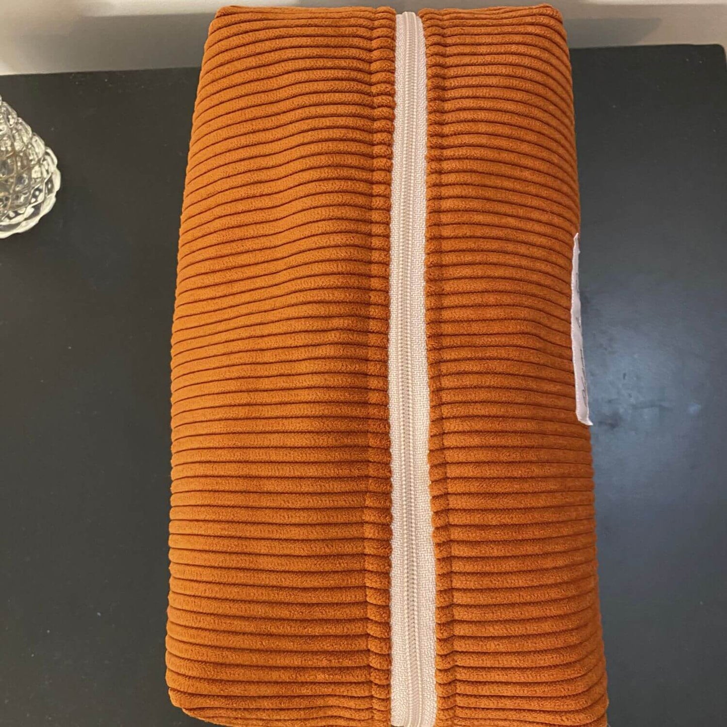 trousse de toilette en velours cotelé terracotta made in france