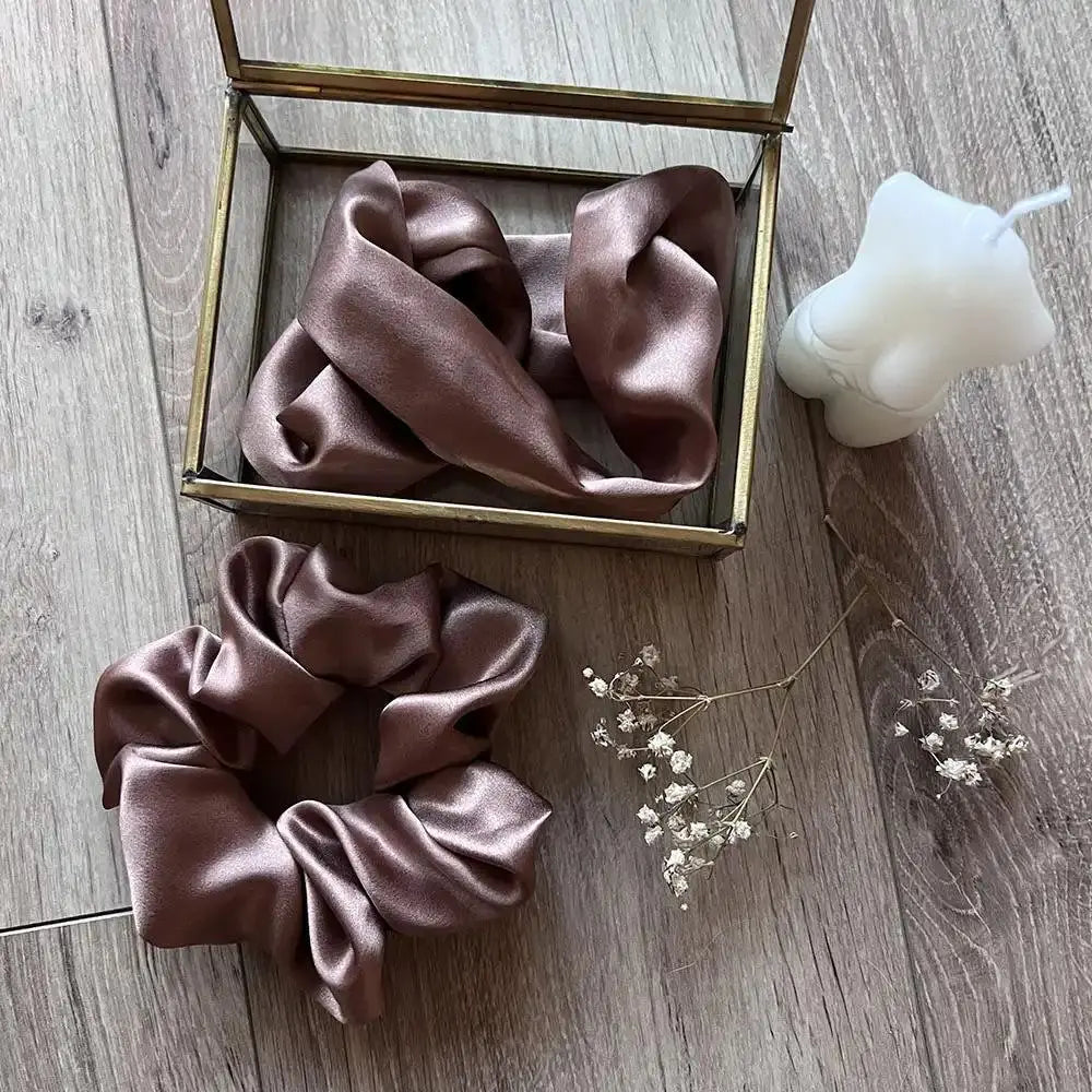 Chouchou en soie véritable Caramel - Violette & Rose - Accessoires pour cheveux