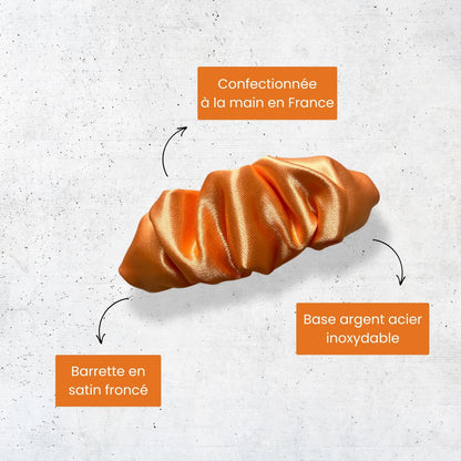 Barrette chouchou orange en satin Margaux