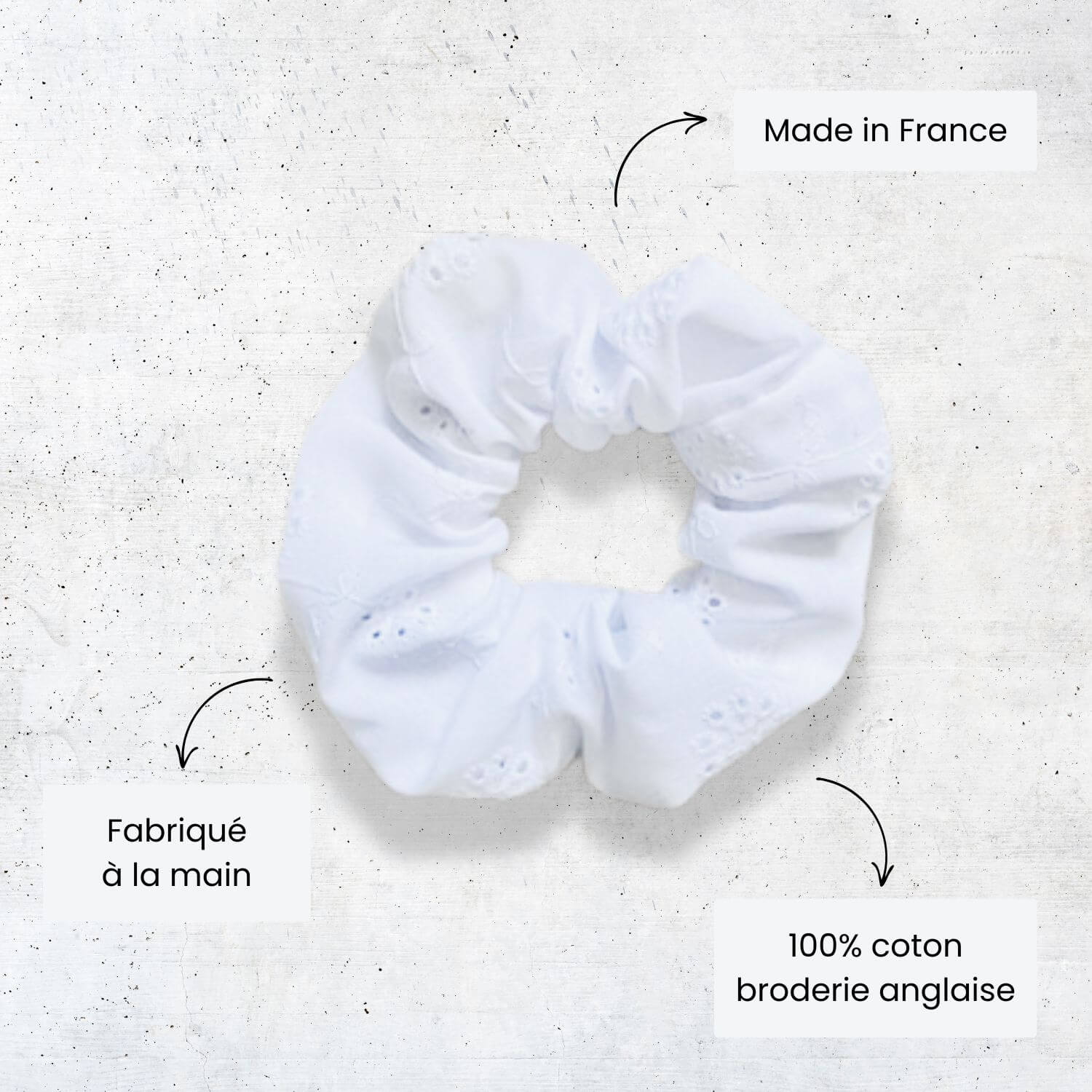 chouchou pour cheveux en coton avec broderie anglaise