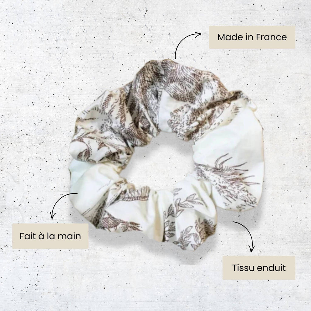 chouchou pour cheveux toile de jouy beige