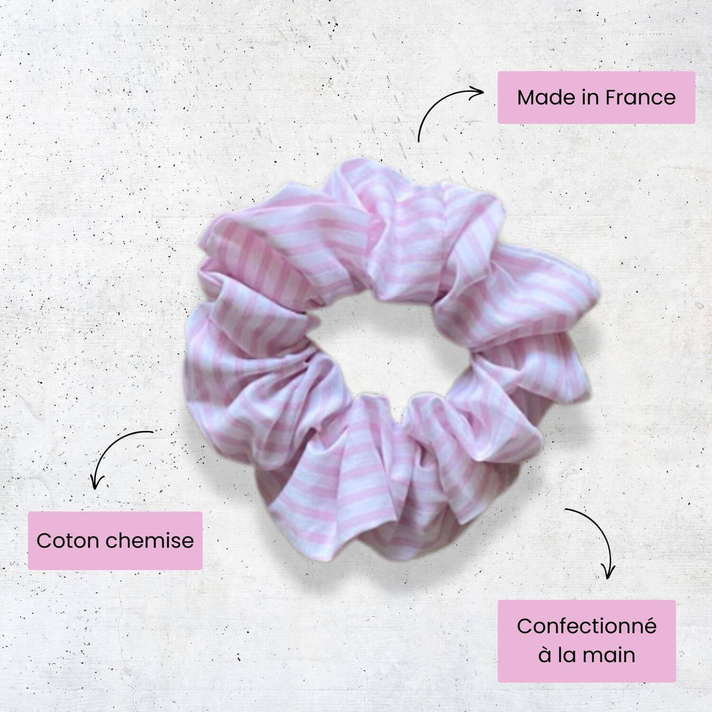 chouchou pour cheveux matière chemise lauren rose