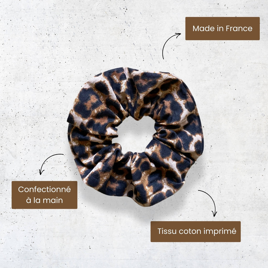 chouchou pour cheveux léopard made in france et fait main