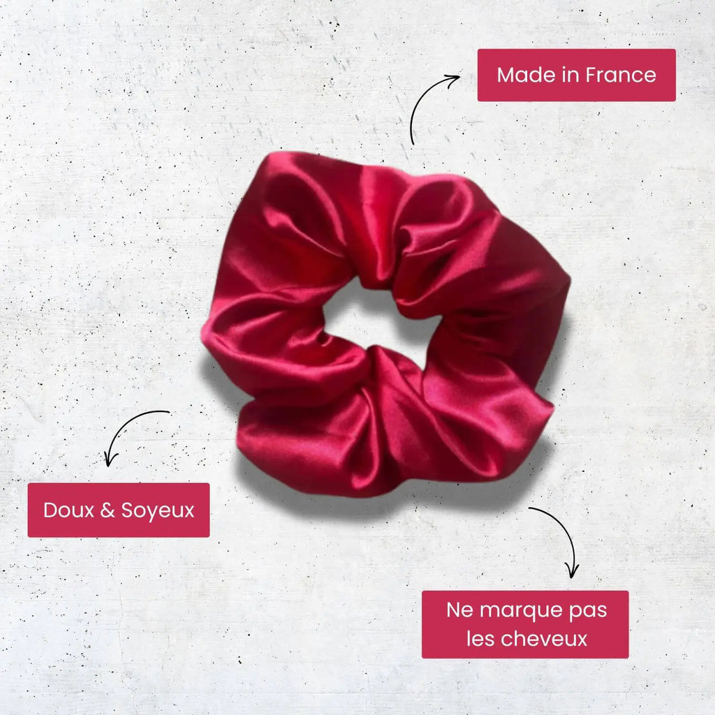 chouchou en satin rouge pour cheveux made in france Violette et rose