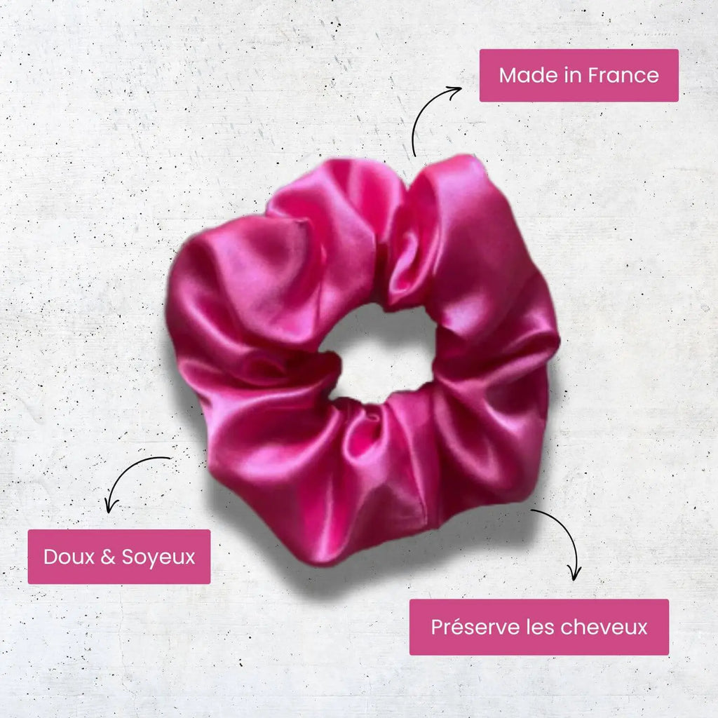 chouchou en satin rose barbie made in france