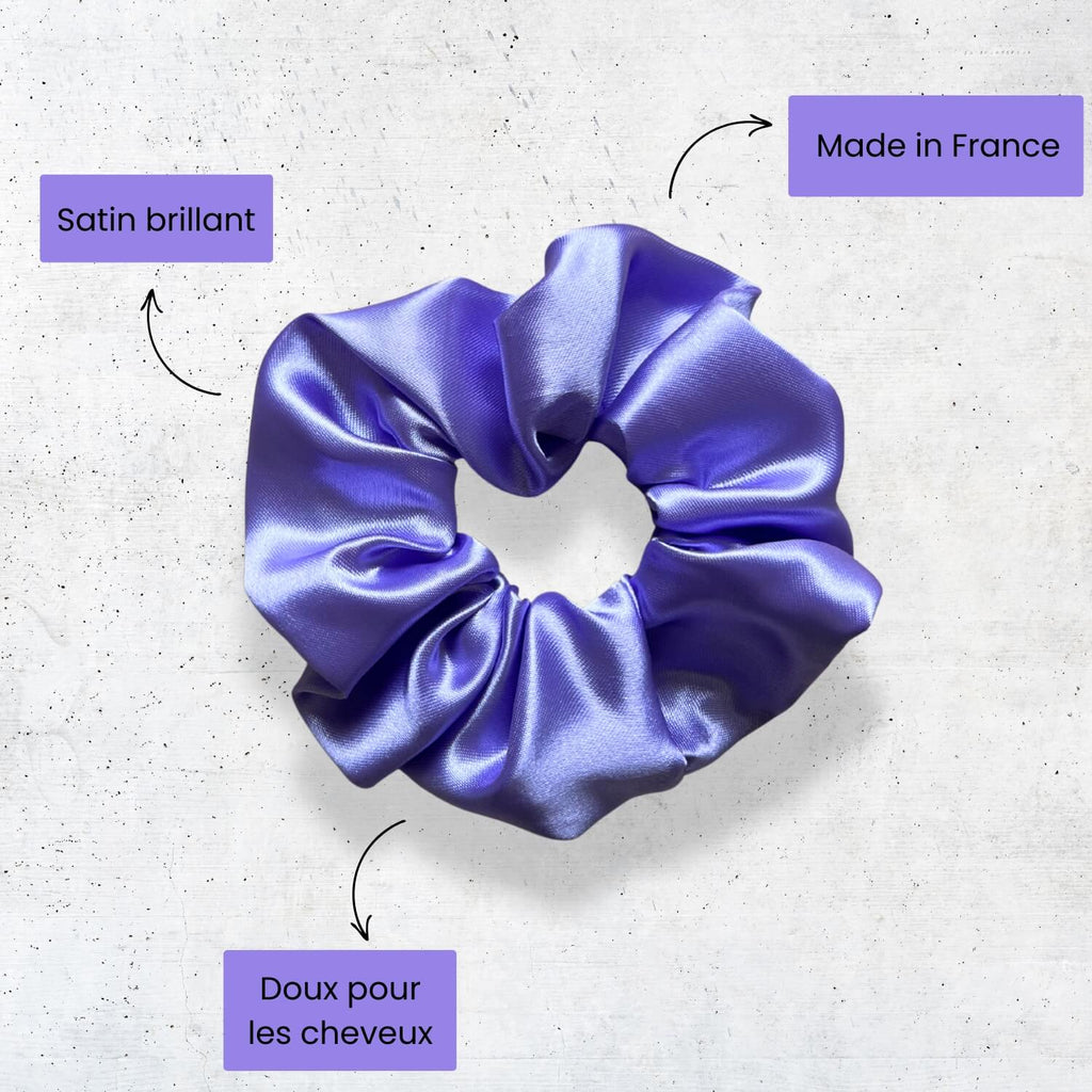 Chouchou en satin Lila Violette & Rose
