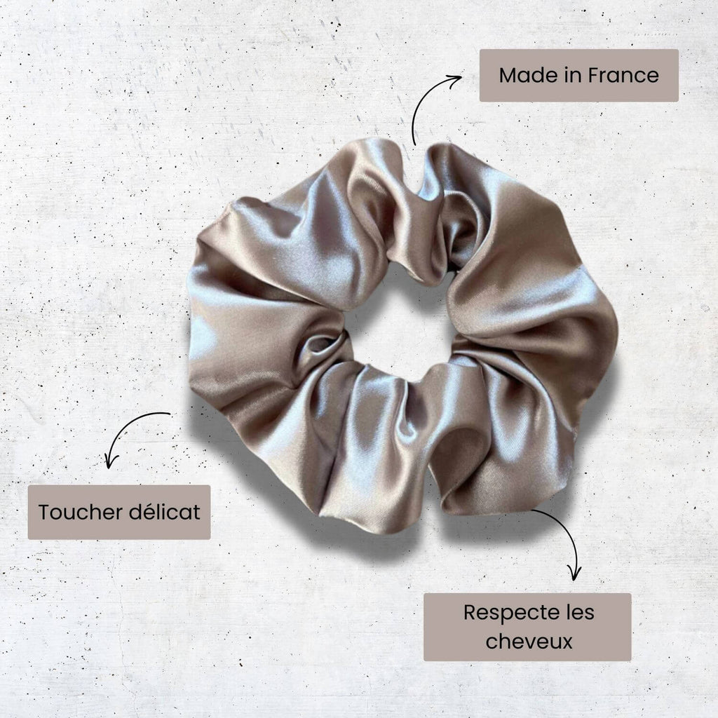 chouchou en satin champagne pour cheveux Violette et Rose