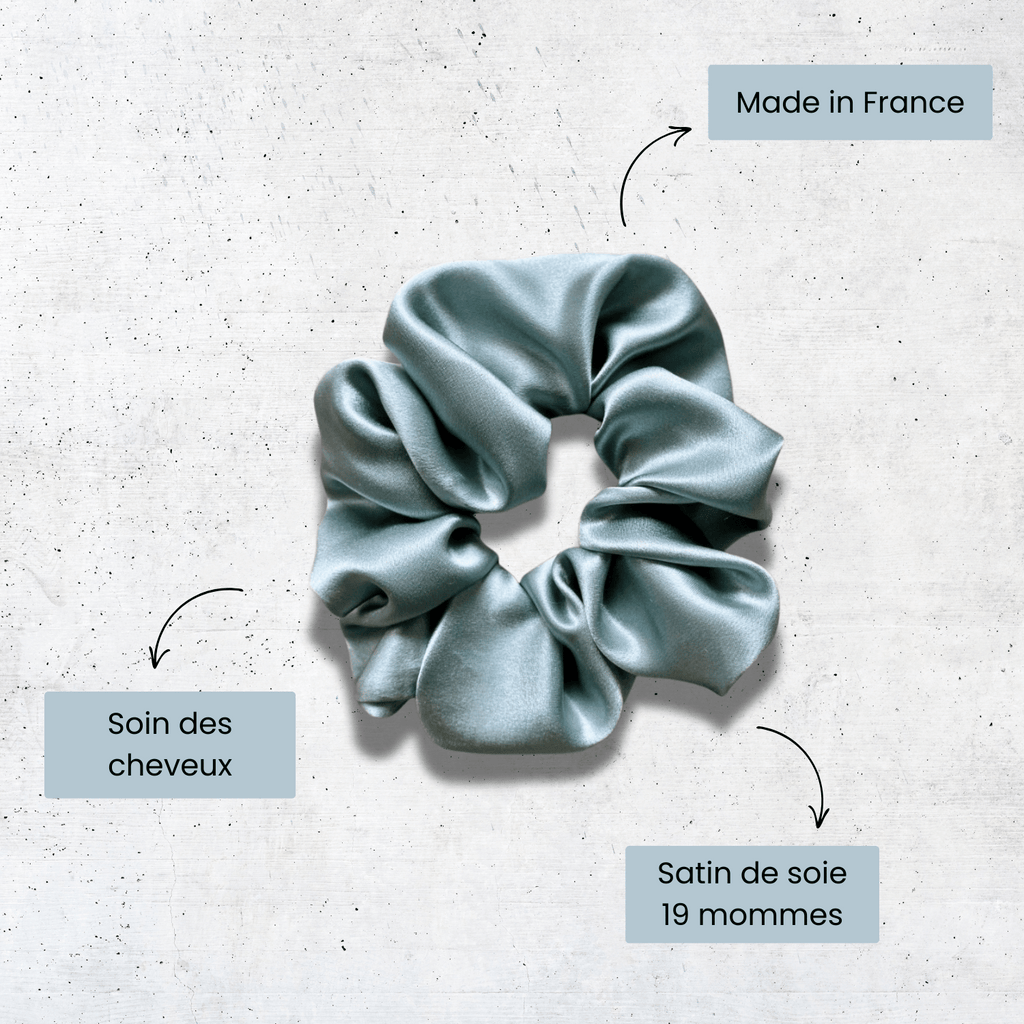 chouchou en soie pour cheveux bleu ciel 