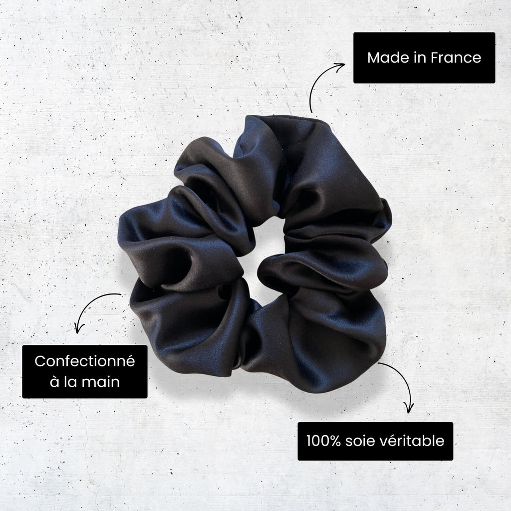 Chouchou en soie noir Lexie Violette & Rose