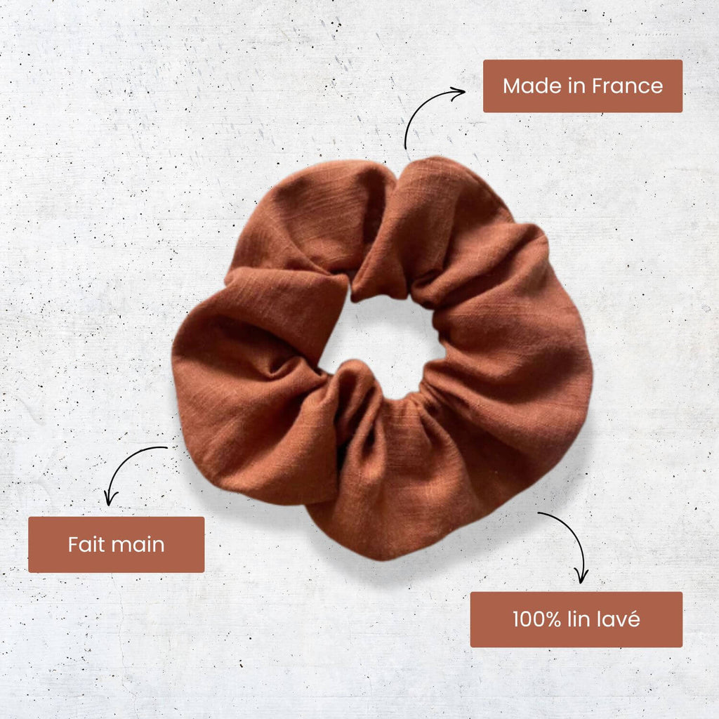 chouchou pour cheveux en lin terracotta