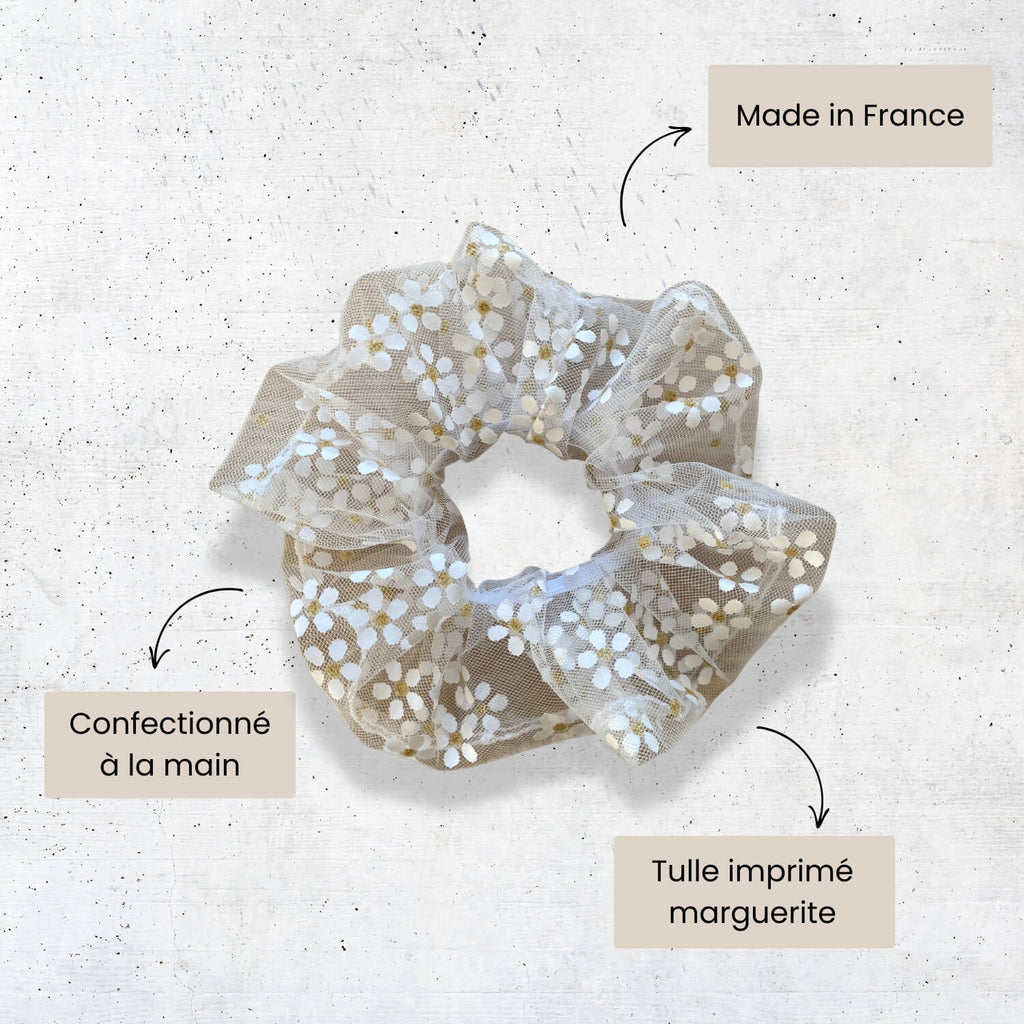 Chouchou en tulle blanc Marguerite Violette & Rose