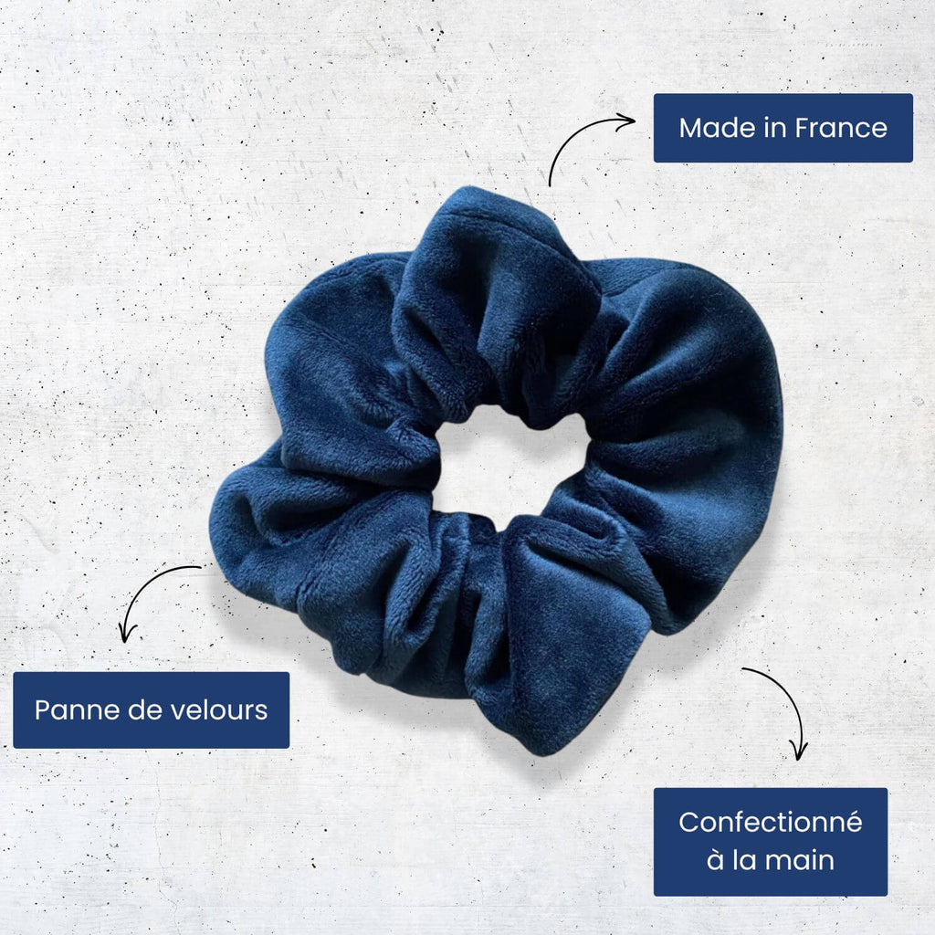 chouchou pour cheveux velours bleu marine