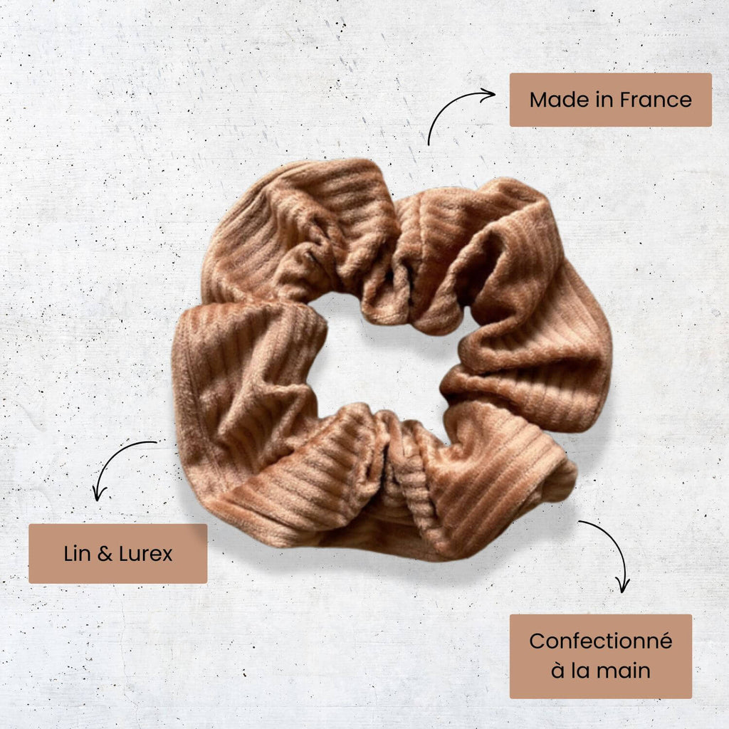 chouchou pour cheveux velours cotelé terracotta ocre