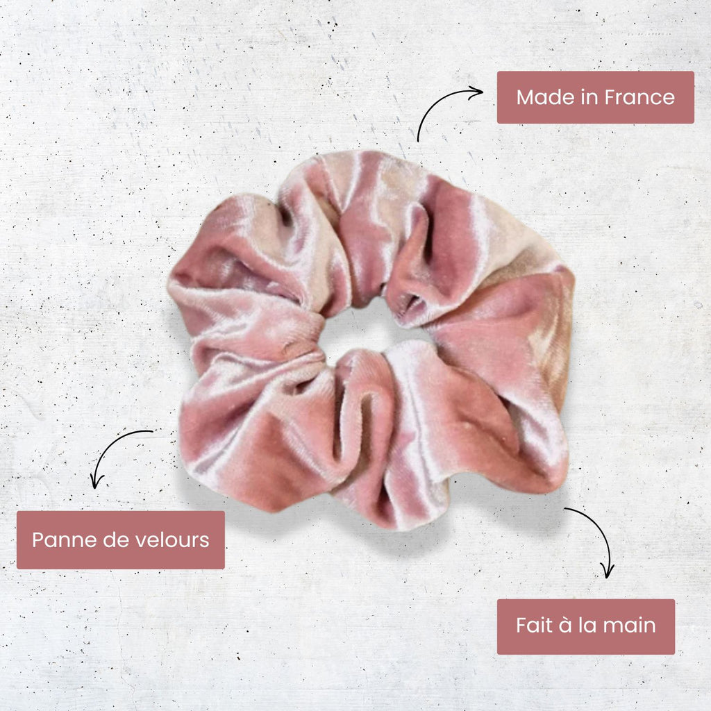 chouchou pour cheveux velours ras rose