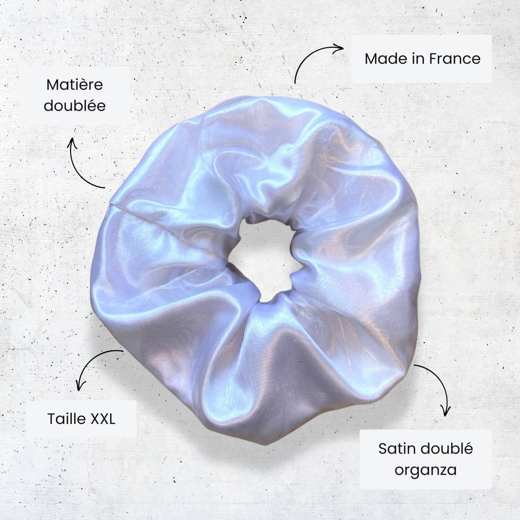 caractéristiques du chouchou xxl blanc en satin