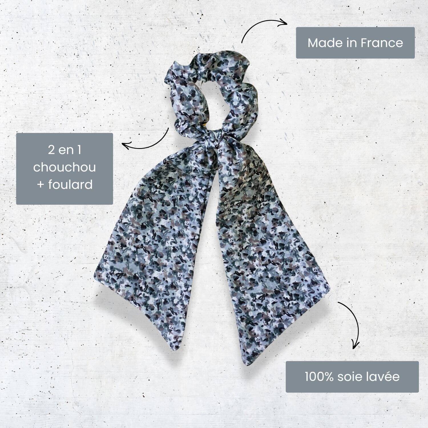chouchou foulard pour cheveux en 100ù soie lavée