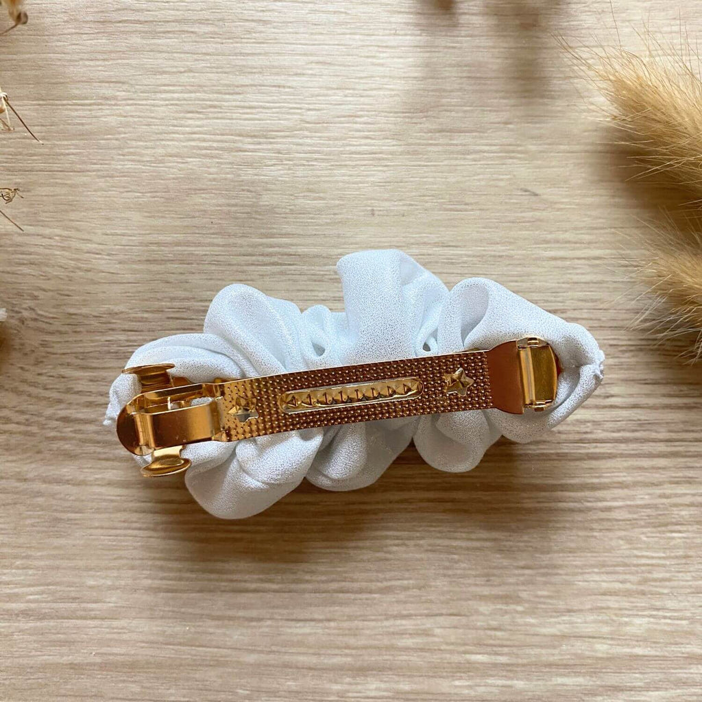 Barrette chouchou sur structure dorée Made in France et fait main