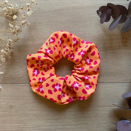 chouchou waterproof leopard rose et orange