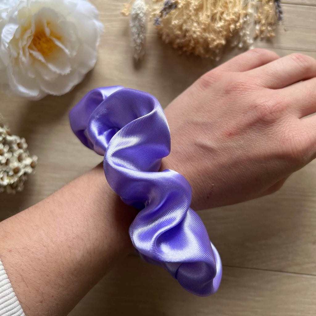 Chouchou en satin Lila Violette & Rose