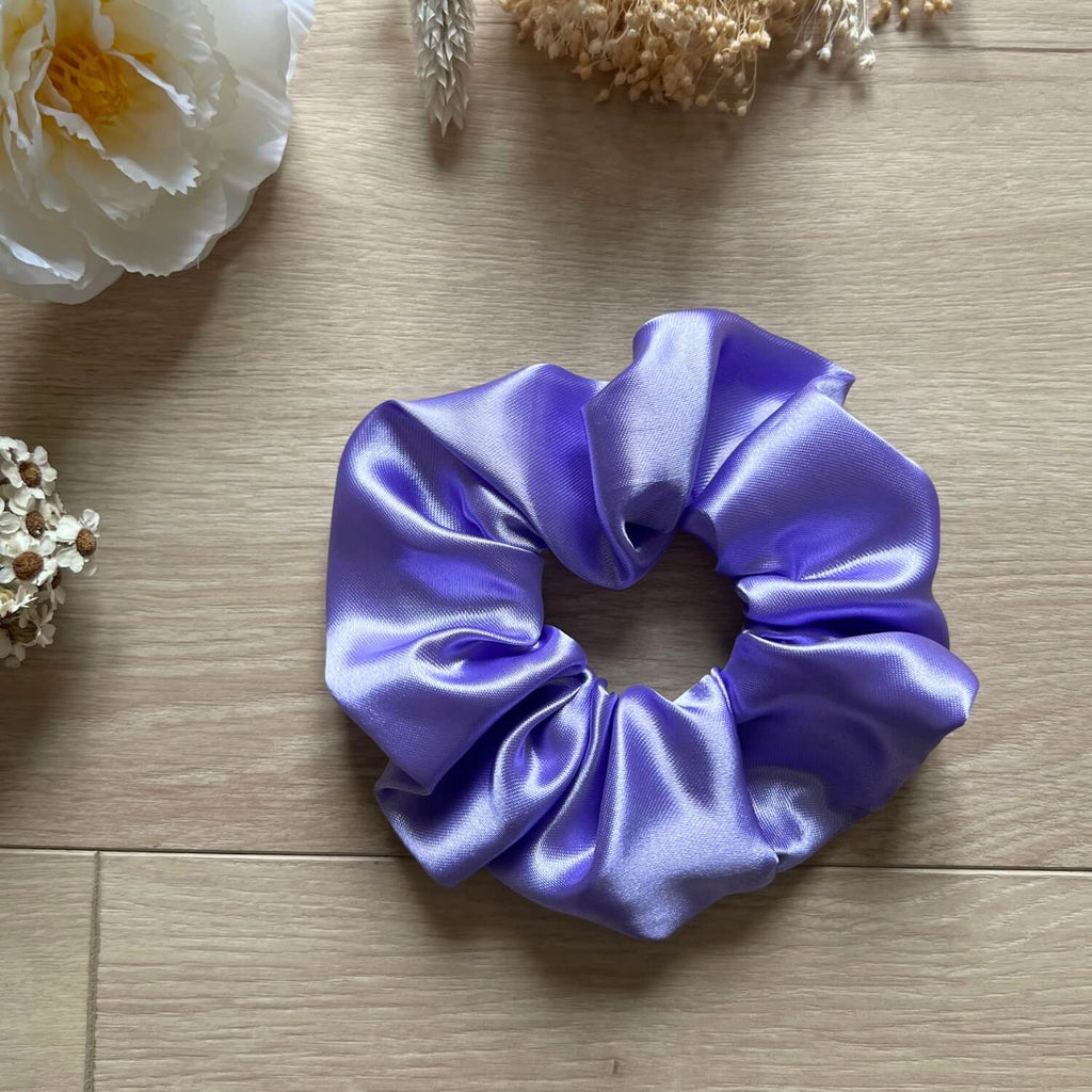 Chouchou en satin Lila Violette & Rose