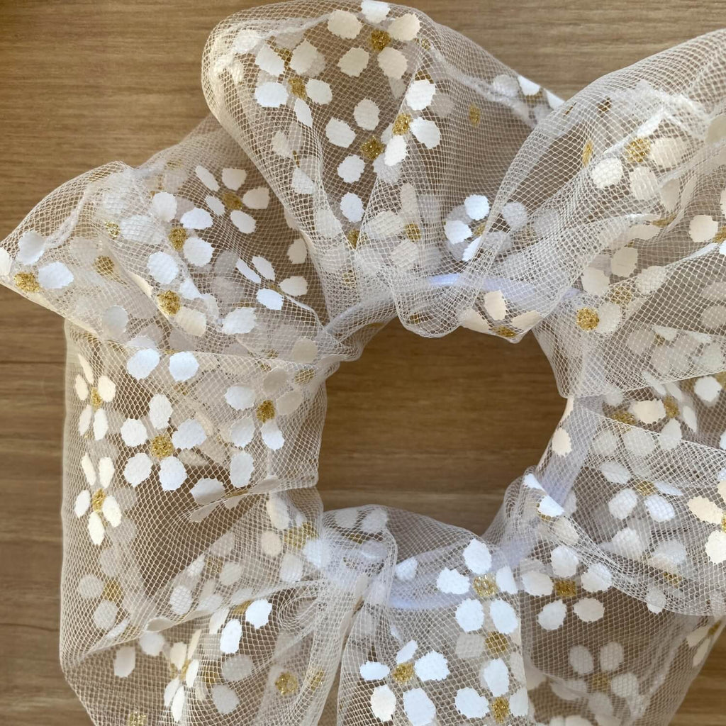 Chouchou en tulle blanc Marguerite Violette & Rose