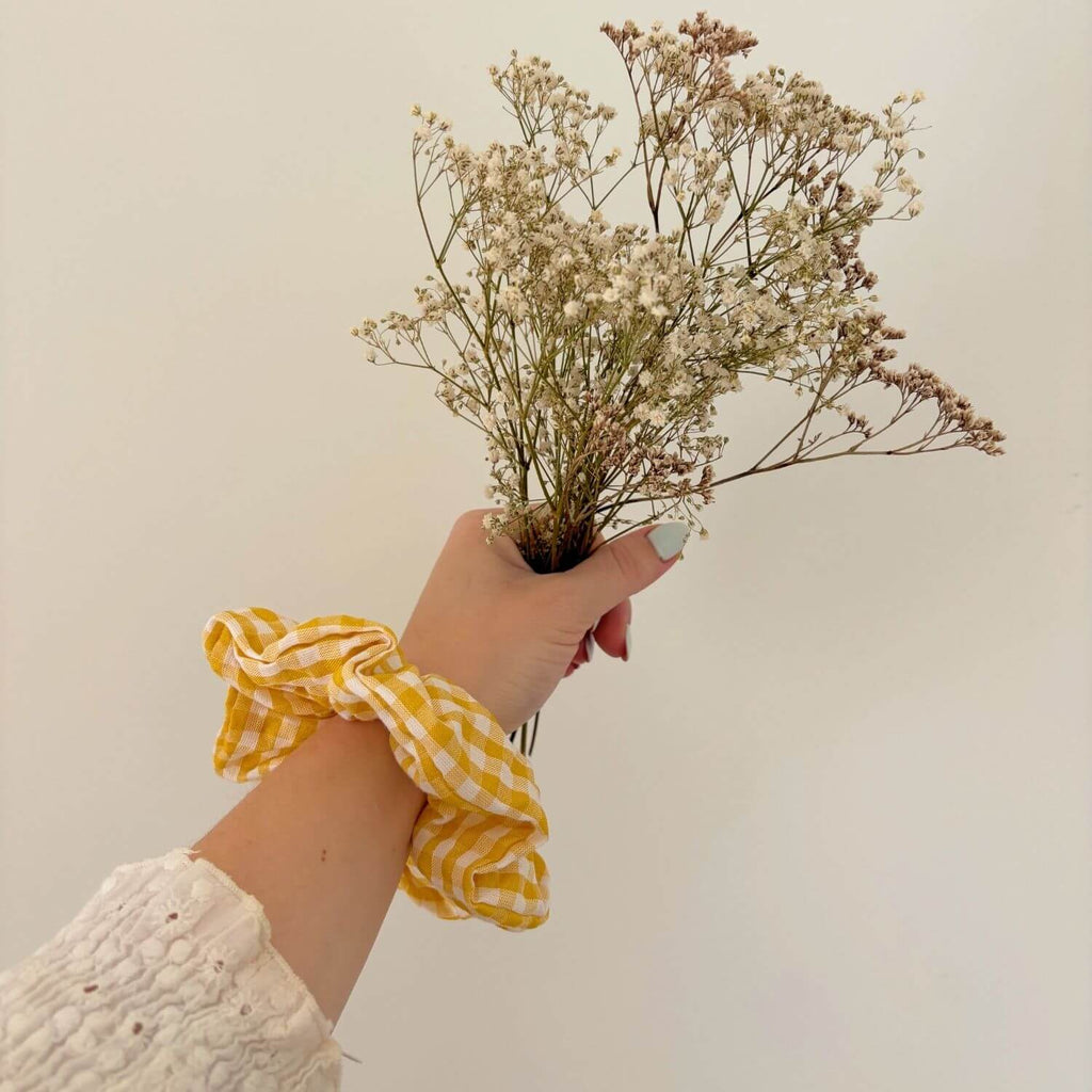 Chouchou Vichy Jaune Sixtine Violette & Rose