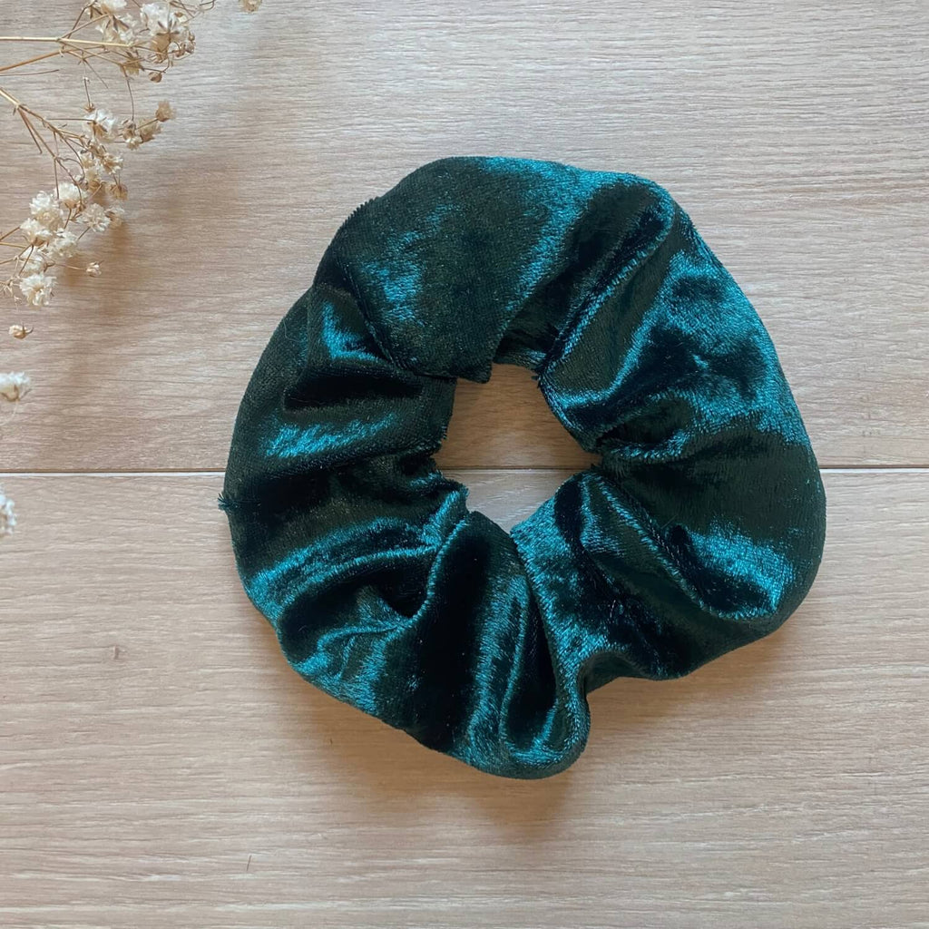 chouchou pour cheveux en velours vert emeraude