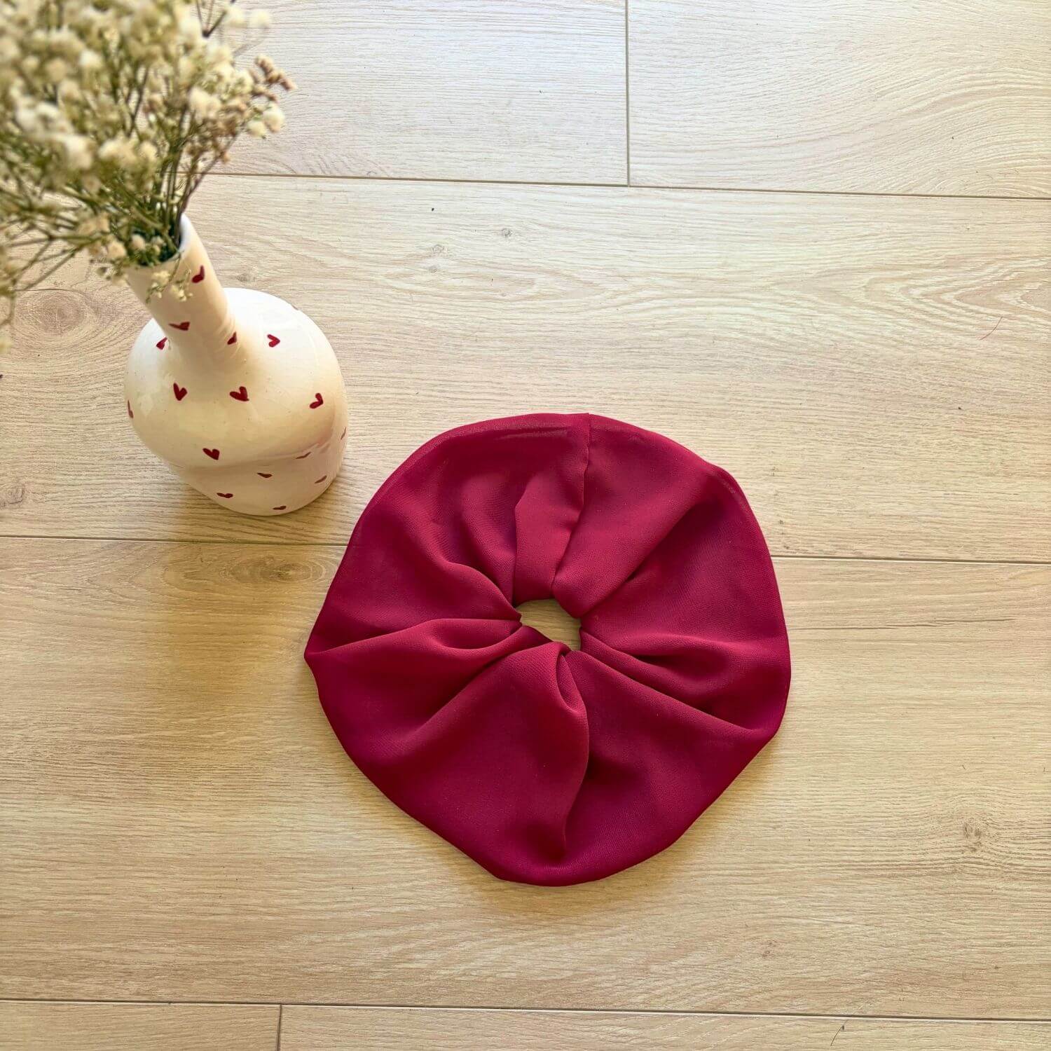 Chouchou XXL Bordeaux en mousseline Violette & Rose