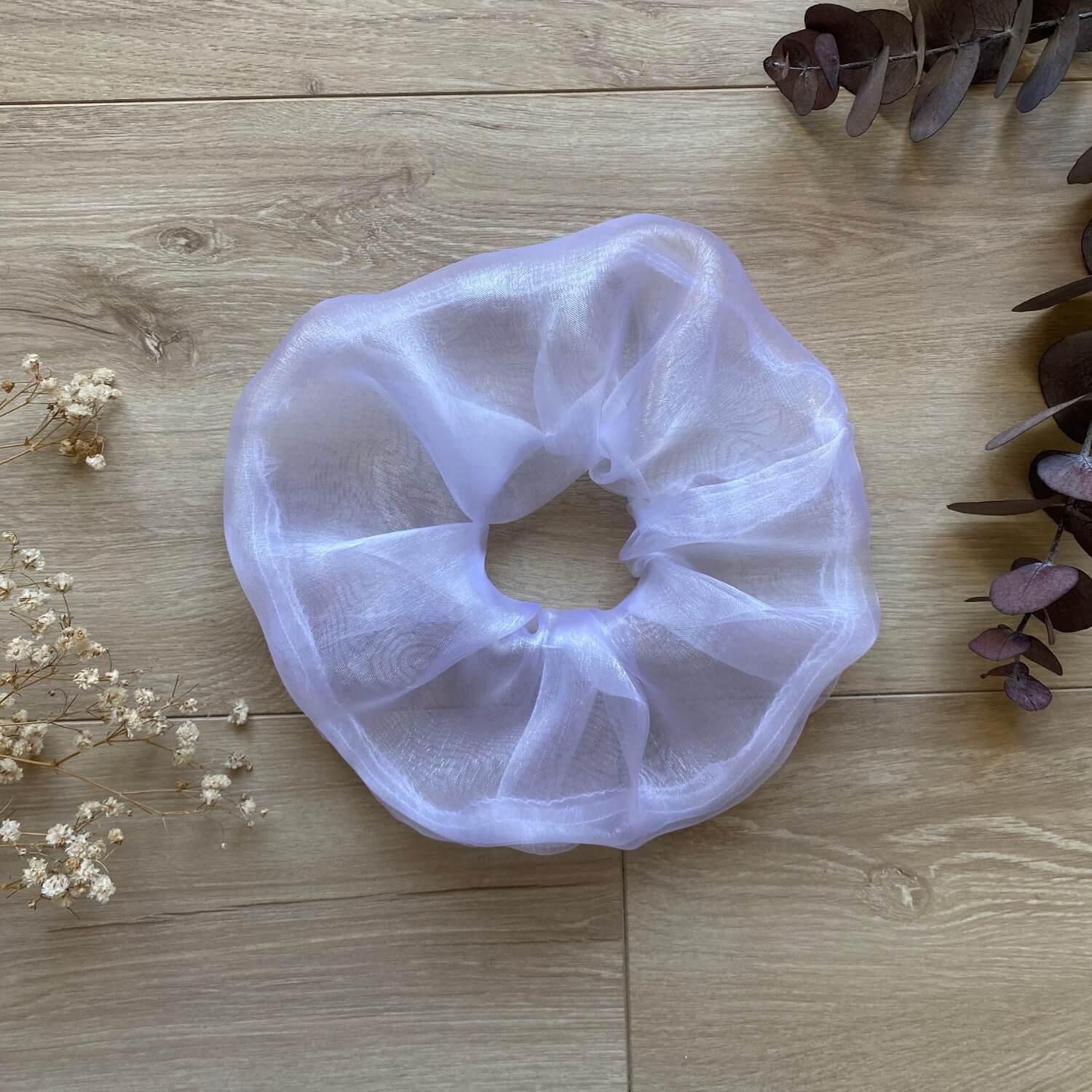 chouchou pour cheveux géant blanc en organza pour coiffure de mariée
