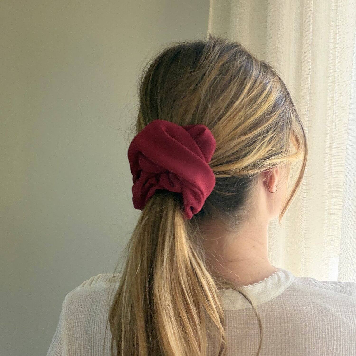 Chouchou XXL Bordeaux en mousseline Violette & Rose