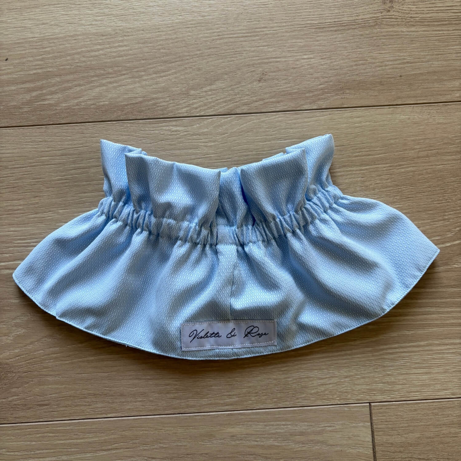 col amovible à volant pour femme bleu ciel