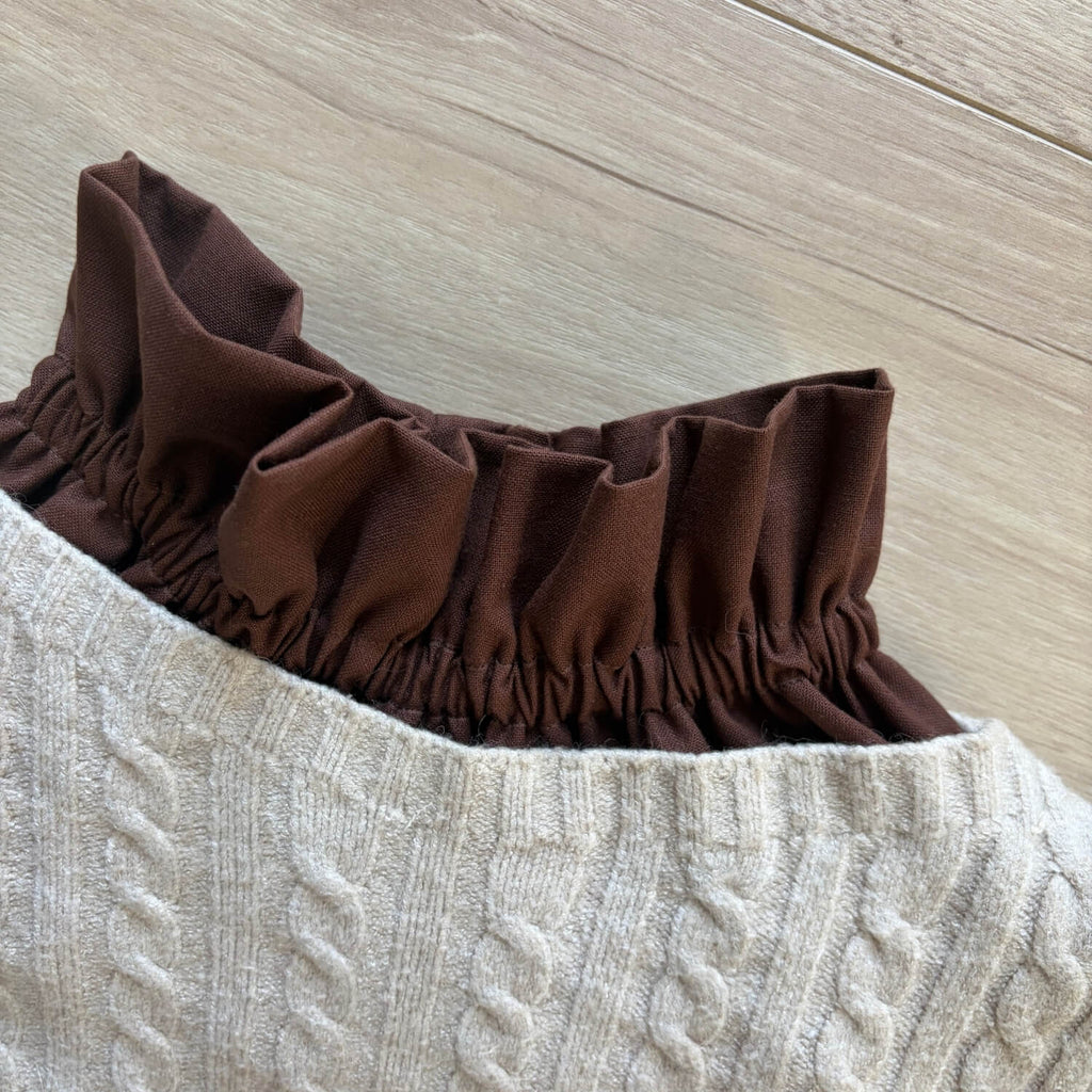 col amovible volant marron chocolat 