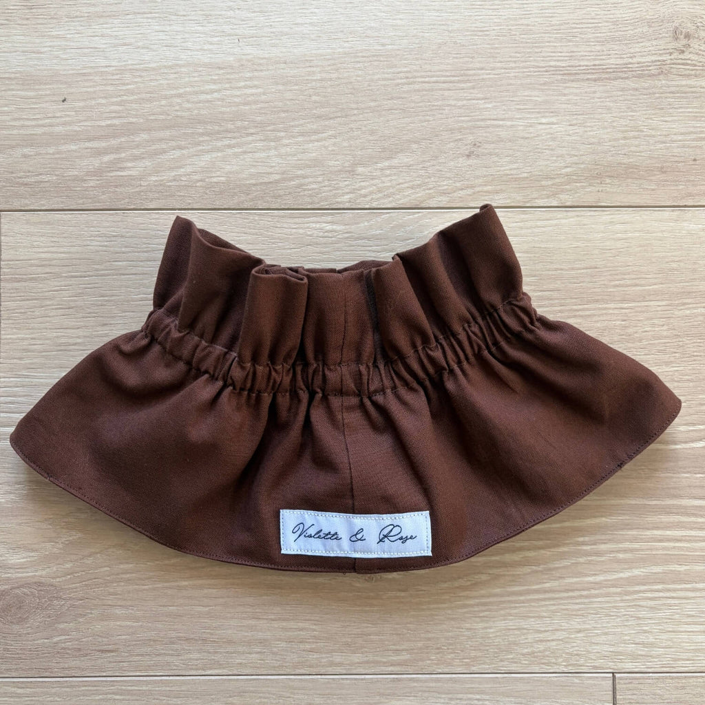 col à volant amovible marron chocolat