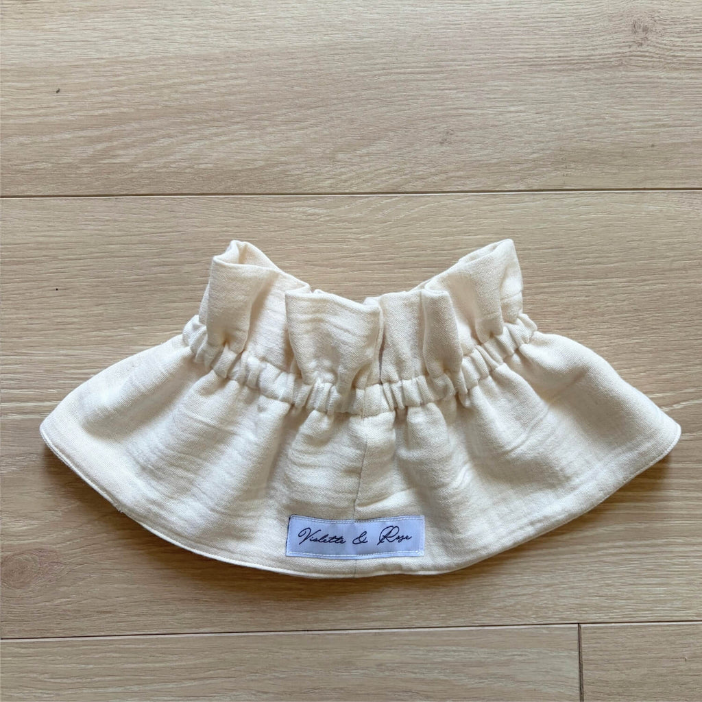 faux col de chemise ecru en gaze de coton