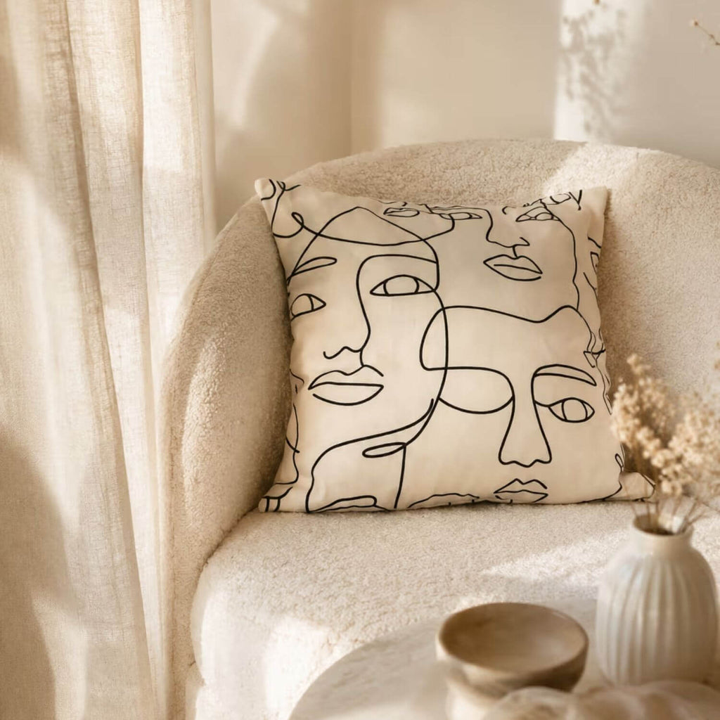 Housse de coussin Visage Abstrait - Violette & Rose - Accessoires pour cheveux