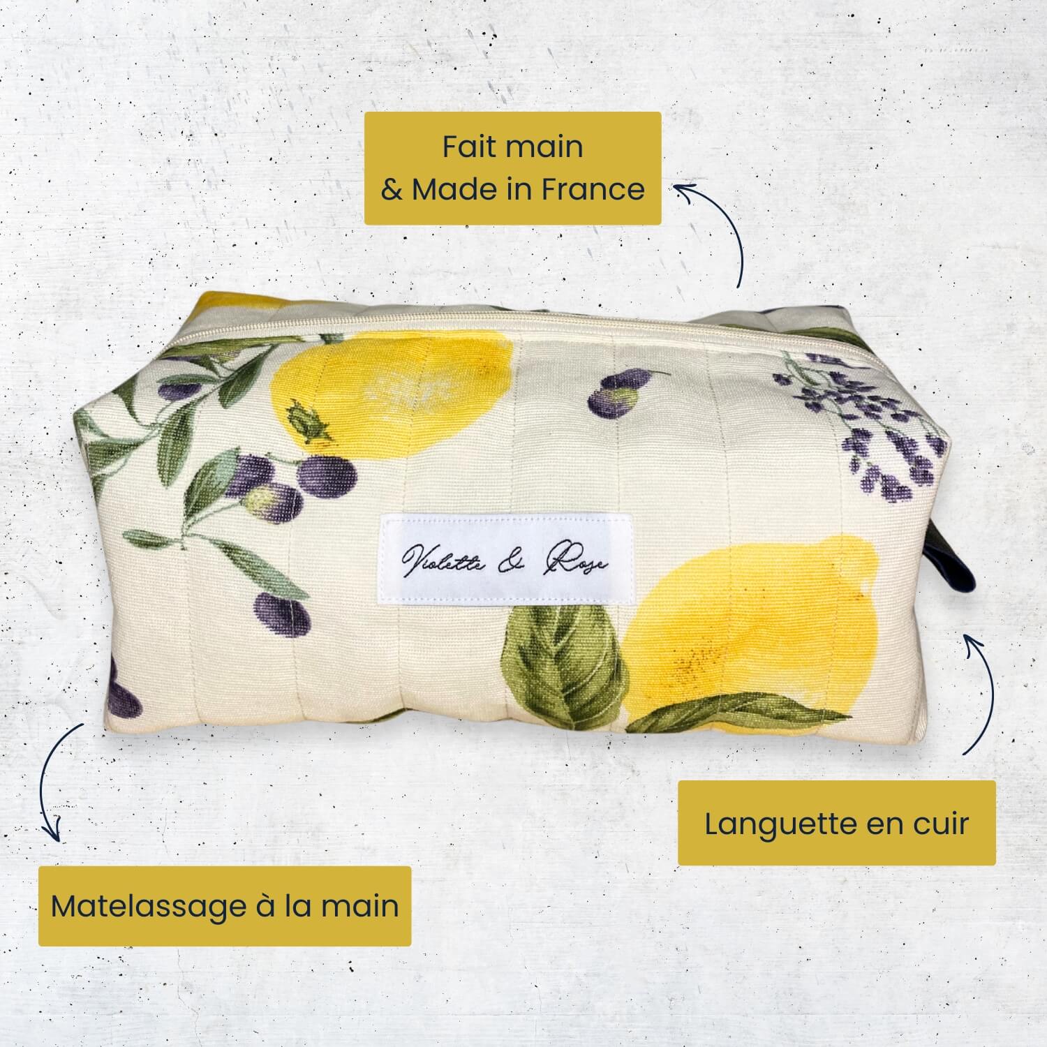 Trousse de toilette citron Dolce Vita Violette & Rose