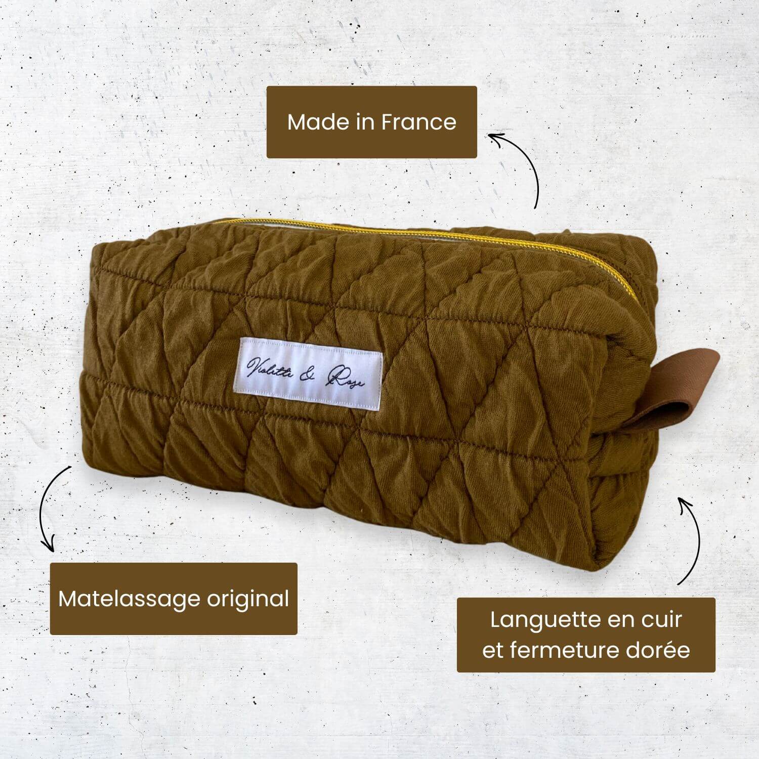 Trousse de toilette ocre Charlie Violette & Rose