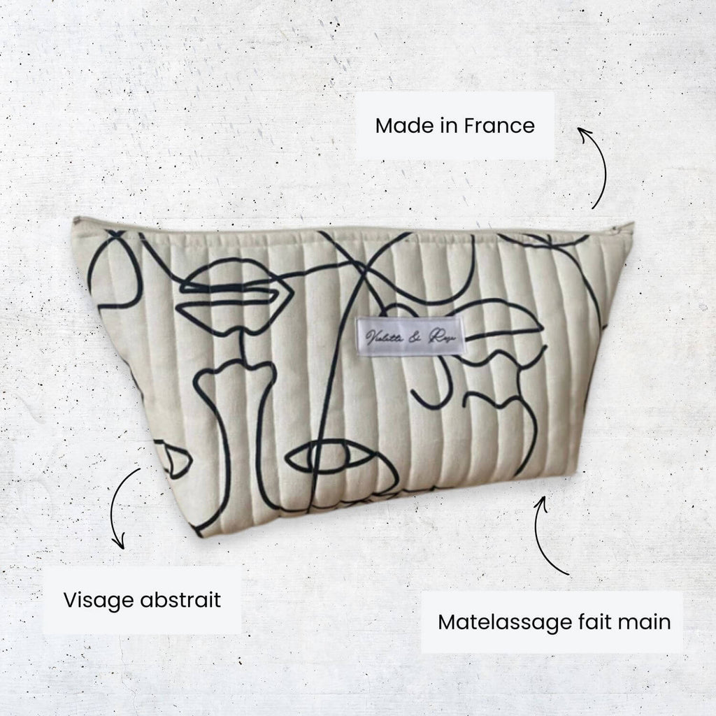 Trousse de toilette imprimé Visage - Violette & Rose - Accessoires pour cheveux - fabrication française