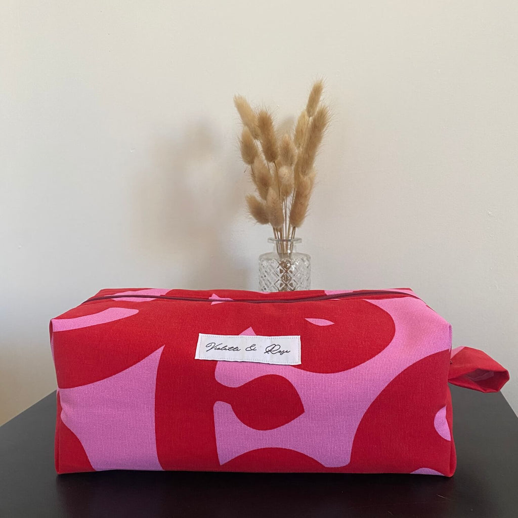 Trousse de toilette rose et rouge Pipa Violette & Rose