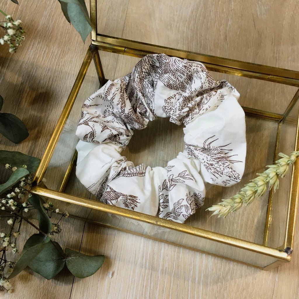 Chouchou cheveux imprimé toile de Jouy - Violette & Rose - Accessoires pour cheveux