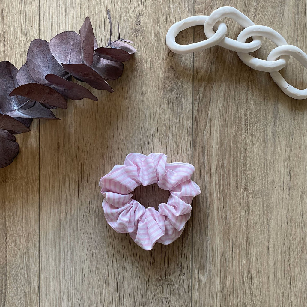 Chouchou rayé rose et blanc Lauren - Violette & Rose - Accessoires pour cheveux